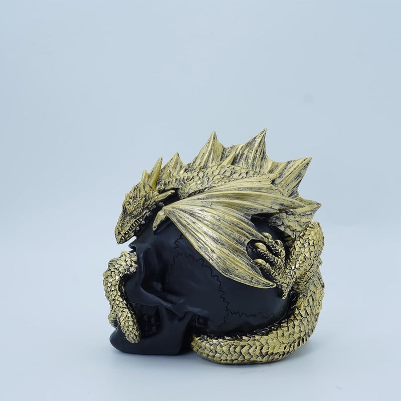 ThriBartLive Halloween Human Head, Gold-Dragon Skull - Realistic and Spooky Props Dinosaur Skull Decorations for Halloween Parties, Haunted Houses, and Scary Decorations - Image 3